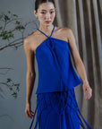 Katsumi Tassel Halter Top - Cobalt / White / Black
