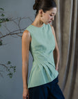 Gara Asymetrical Top - Gingham / Stripes