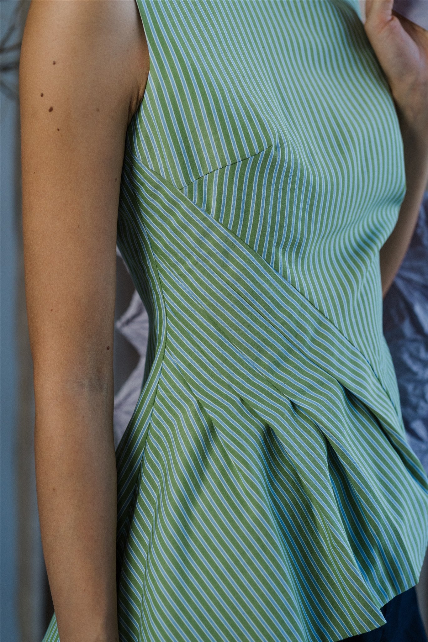 Gara Asymetrical Top - Gingham / Stripes
