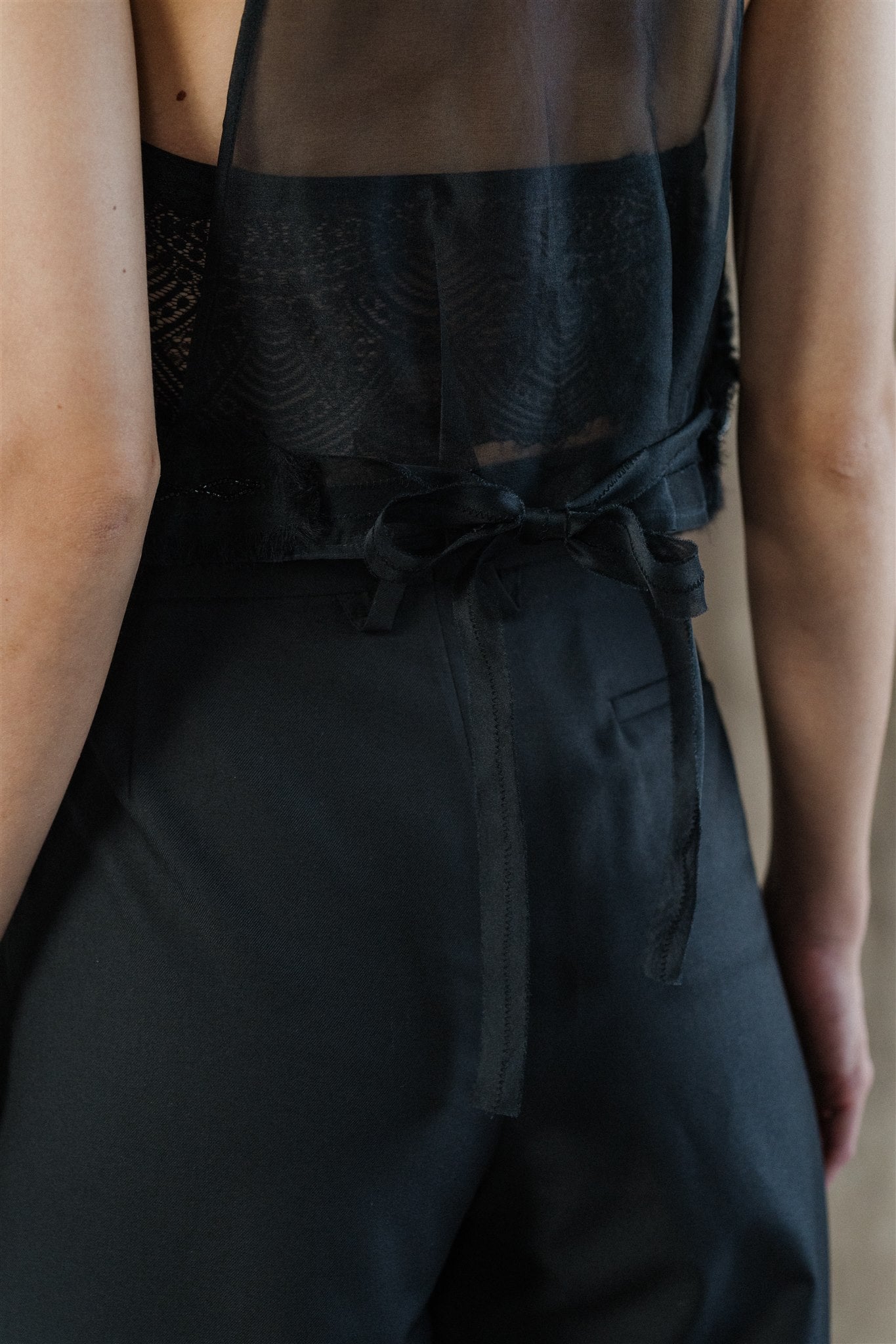 Bi Silk Beaded Vest - Black / Off White