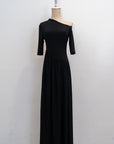 Maia Asymmetrical Maxi Dress - Black / Purple