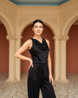 Jess Cupro Jumpsuit - Rose Pink / Black / Sage / Olive Green
