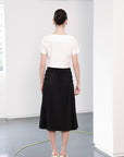 Carita Pleated Skirt - Black / Beige / Chambray