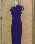 Ava Fitted Midi Cheongsam - Teal / Royal Purple / Coral (Pre-Order)