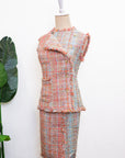 Roxette Tweed Skirt Set - Tangerine/ Turquoise