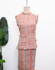 Roxette Tweed Skirt Set - Tangerine/ Turquoise