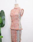 Roxette Tweed Skirt Set - Tangerine/ Turquoise