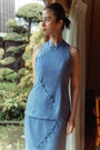 Tsuki Cheongsam Top - Dark / Light Chambray BACKORDER
