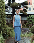 Tsuki Cheongsam Top - Dark / Light Chambray BACKORDER