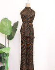 River Peplum Pants Set - Forest Swirl / Bengal Stripe