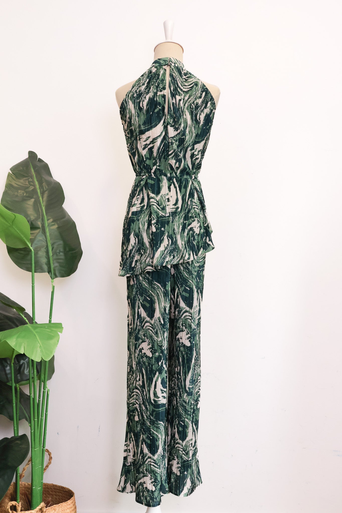 River Peplum Pants Set - Forest Swirl / Bengal Stripe