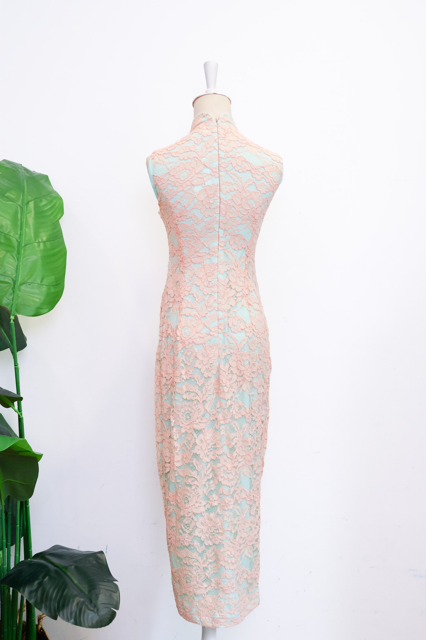 Signature Lace Cheongsam (Midi) - Fuchsia / Peach / Navy (Pre-Order)
