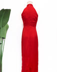 Clyo Halter Knot Dress - Red /Rose Pink