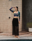 Make Wave Swim Top - Abstract Botanical / Black