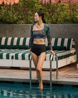 Make Wave Swim Top - Abstract Botanical / Black