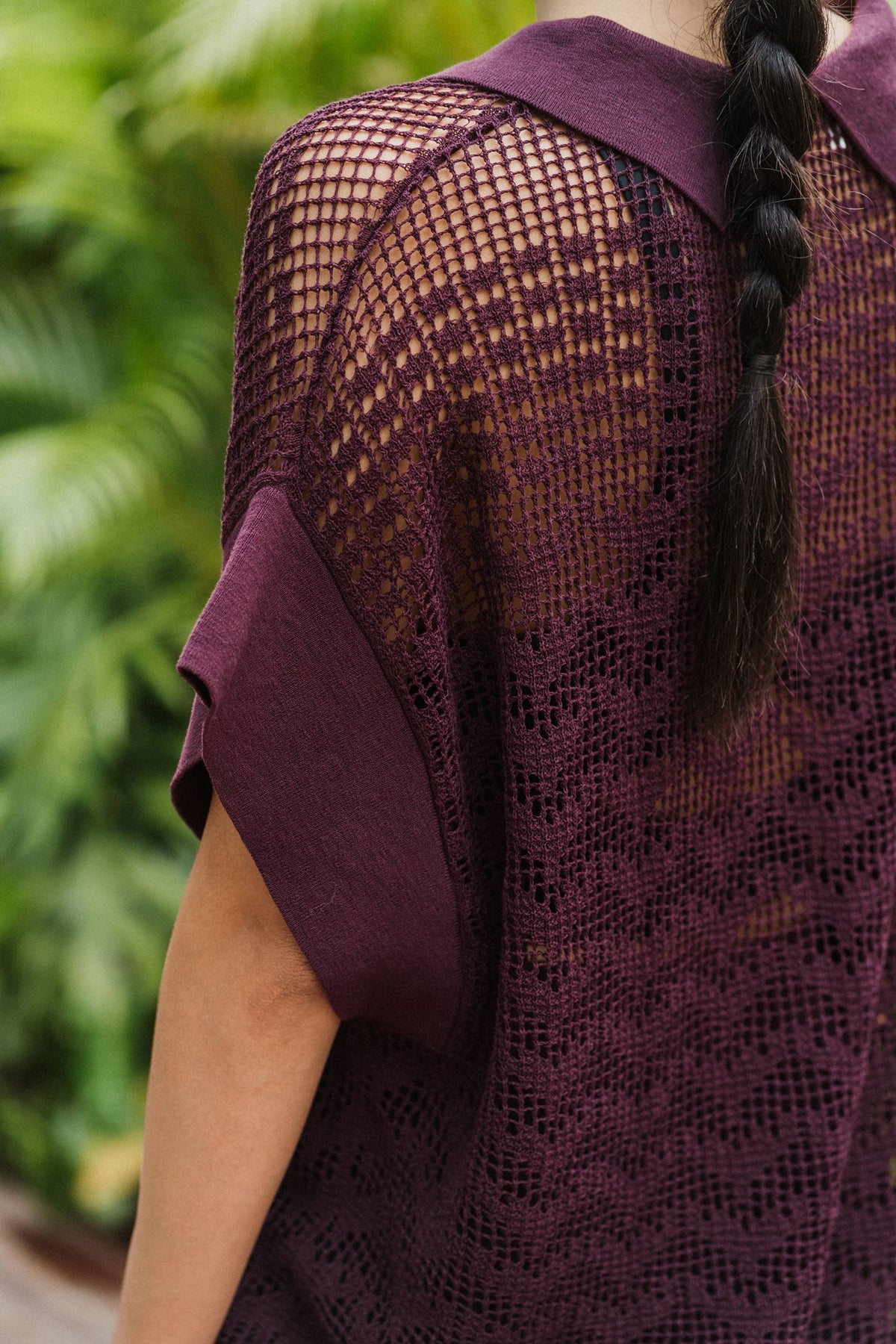 Coastline Crotchet Top - Cream / Black / Plum