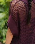 Coastline Crotchet Top - Cream / Black / Plum