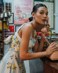 Limoncello Linen Maxi Dress - Lemons / Blue Floral