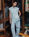 Scalloped Everyday Barrel Jeans - Dark Denim / Light Denim