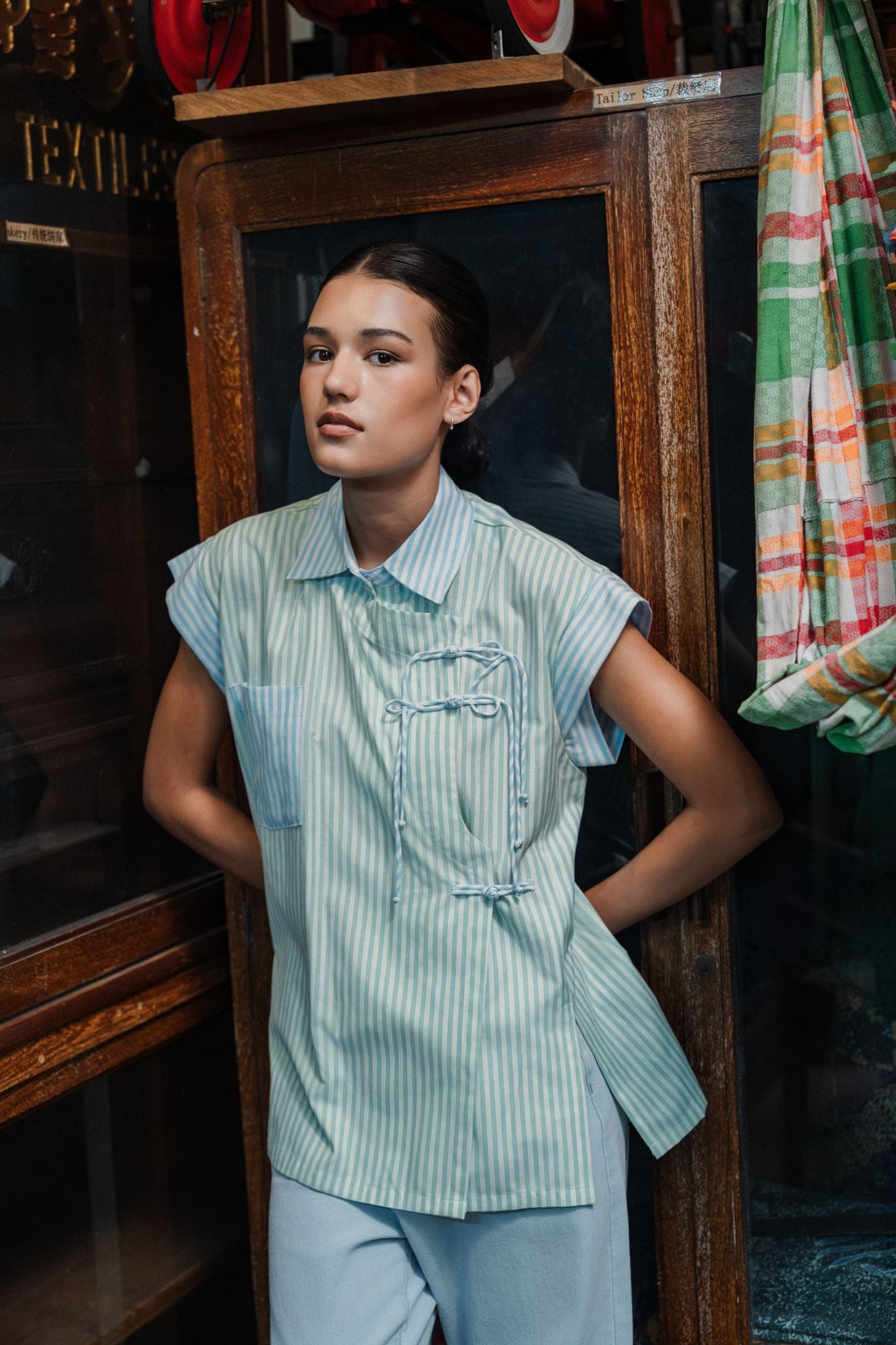 Mei Samfu Shirt - Stripes / White
