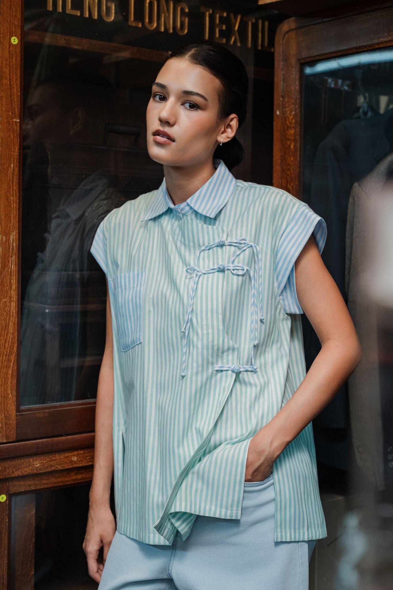 Mei Samfu Shirt - Stripes / White