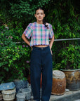 Scalloped Everyday Barrel Jeans - Dark Denim / Light Denim