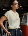 Shenton Cowl Top - Citrus Yellow / Lilac