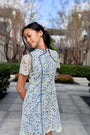 Lil' Aimee Lace Cheongsam - Lime Green & Chambray