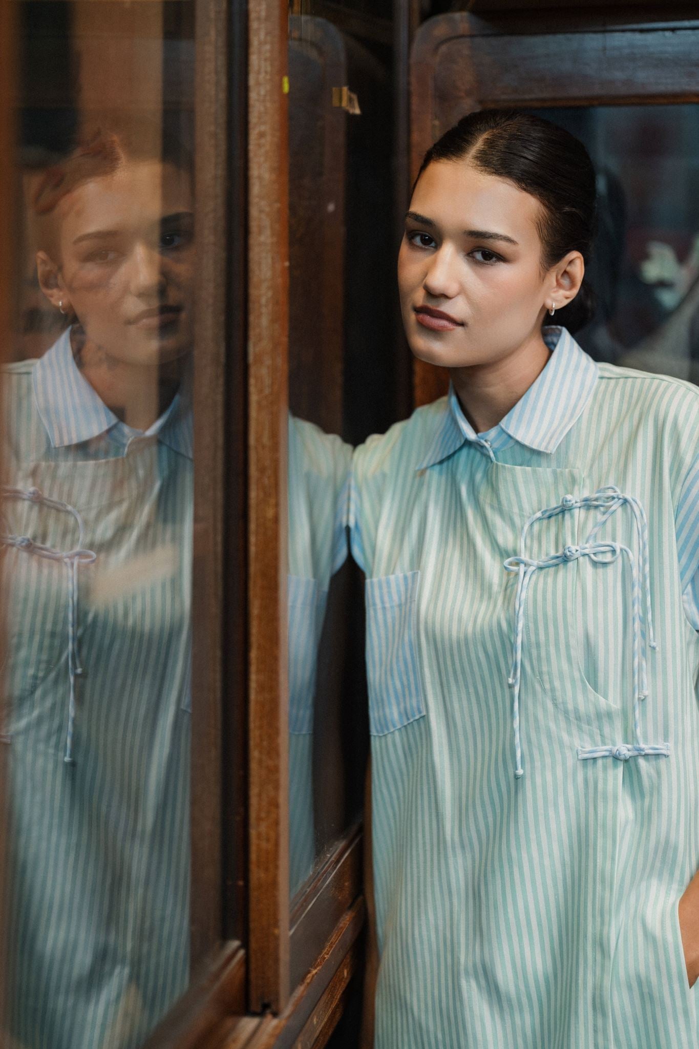 Mei Samfu Shirt - Stripes / White