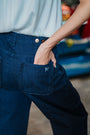 Scalloped Everyday Barrel Jeans - Dark Denim / Light Denim