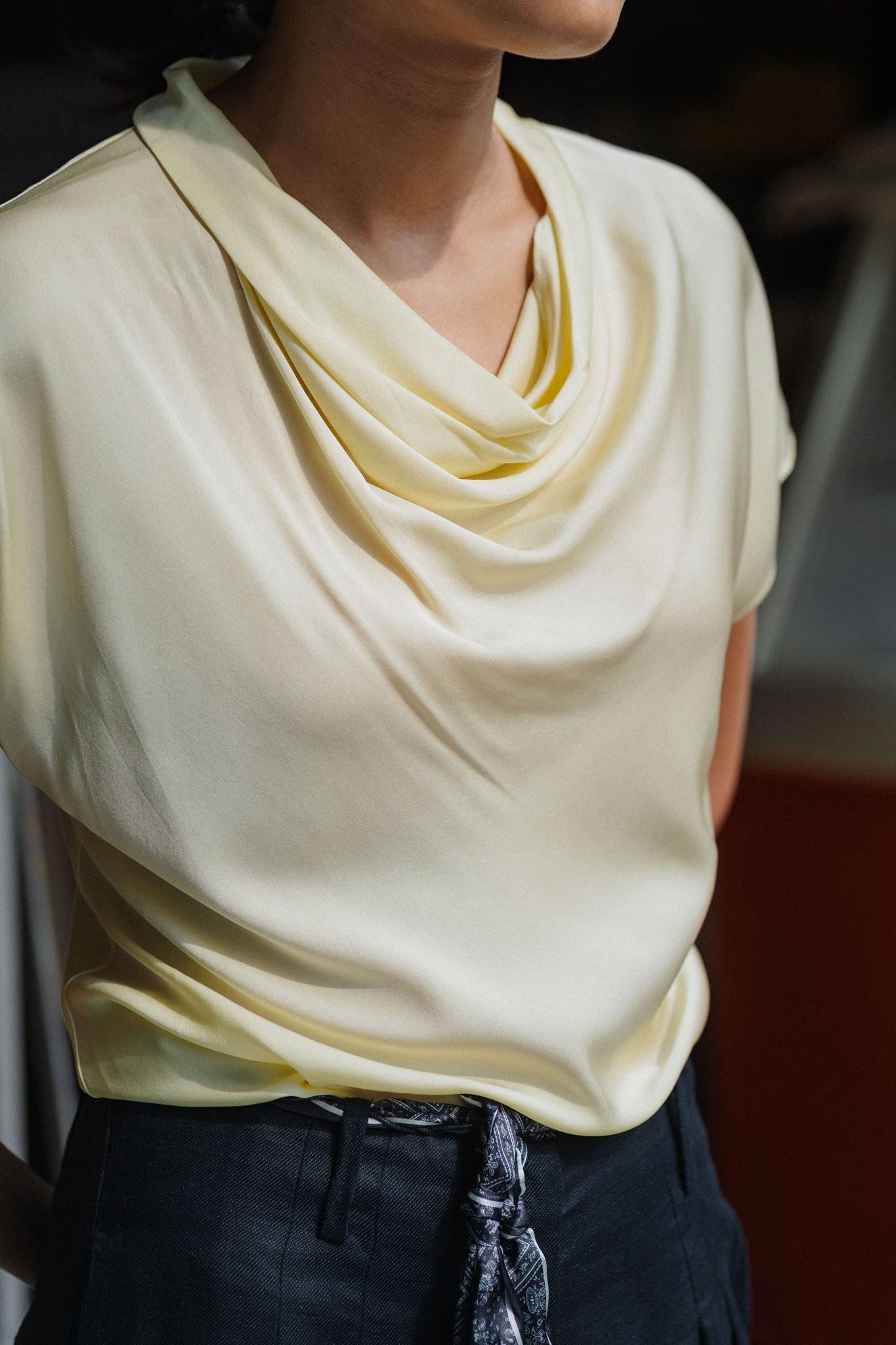 Shenton Cowl Top - Citrus Yellow / Lilac