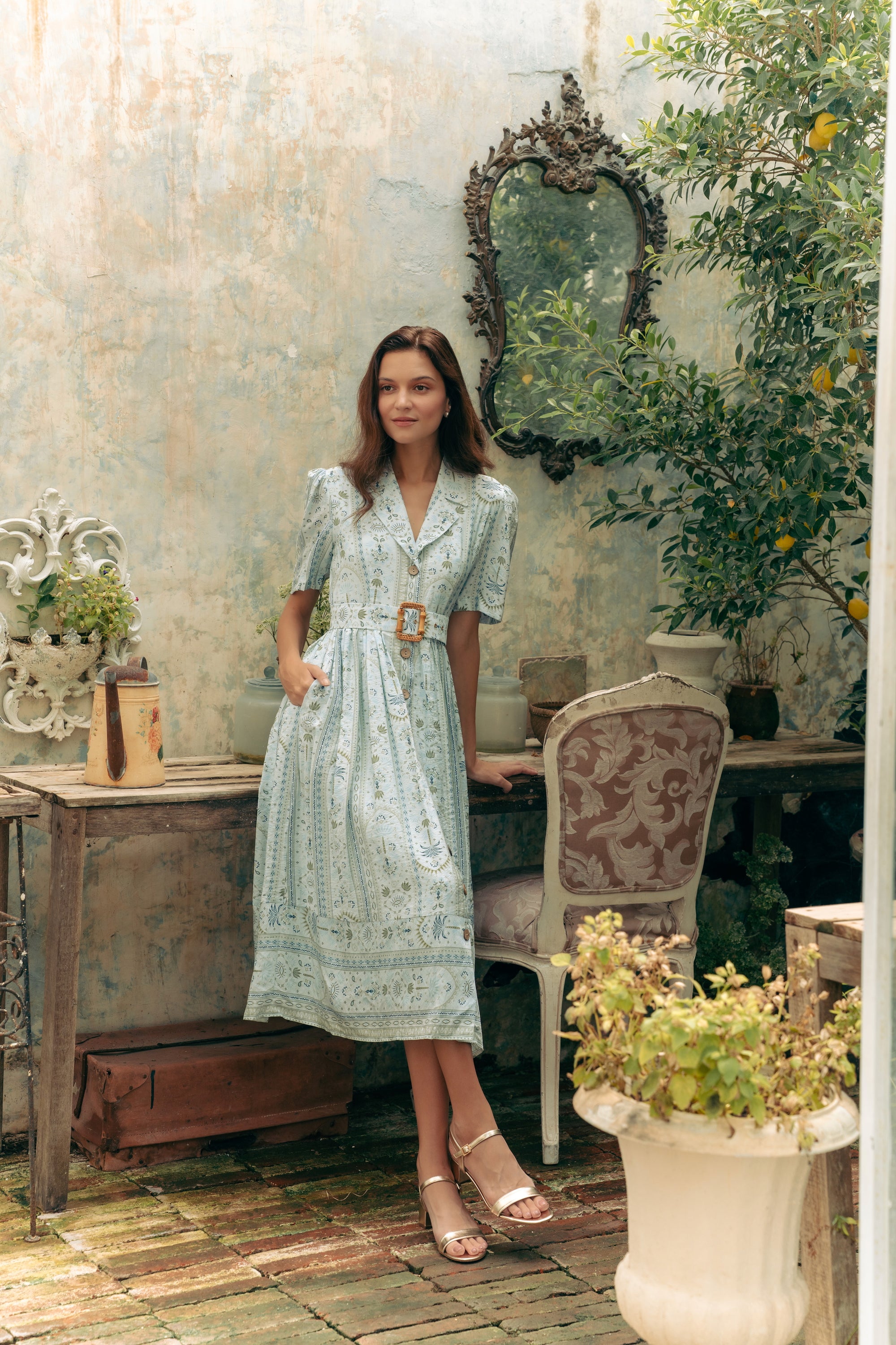 Belted Shirt Dress - Soleil / Memento