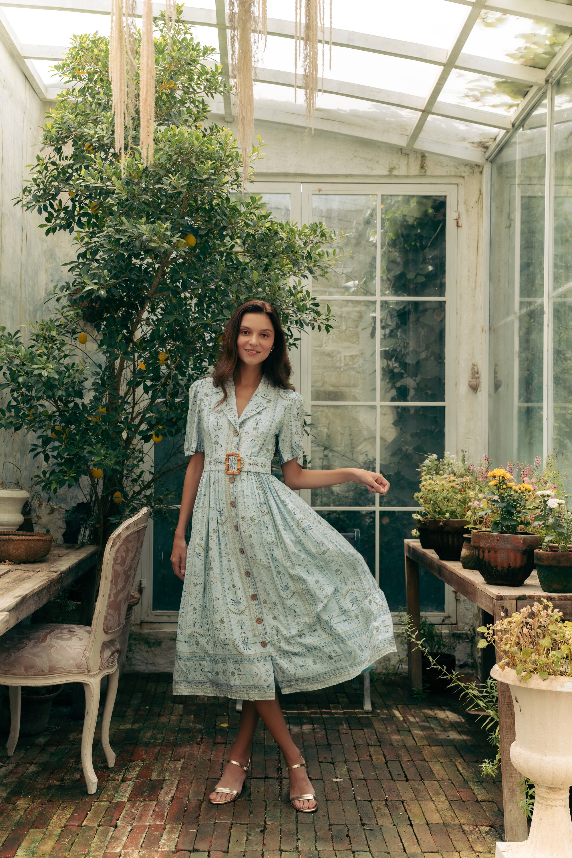 Belted Shirt Dress - Soleil / Memento