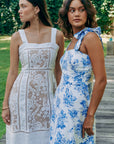 Adele Lace Dress - White / Navy