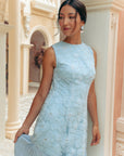 Levia Drop Waisted Maxi Dress - Baby Blue / Blush Pink