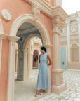 Levia Drop Waisted Maxi Dress - Baby Blue / Blush Pink