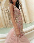 Levia Drop Waisted Maxi Dress - Baby Blue / Blush Pink