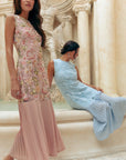 Levia Drop Waisted Maxi Dress - Baby Blue / Blush Pink