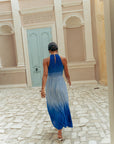Selma Pleated Maxi Dress – Ombre Blue