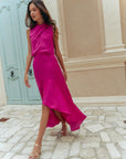 Selah Hi-Low Maxi Dress - Fuchsia / Wine