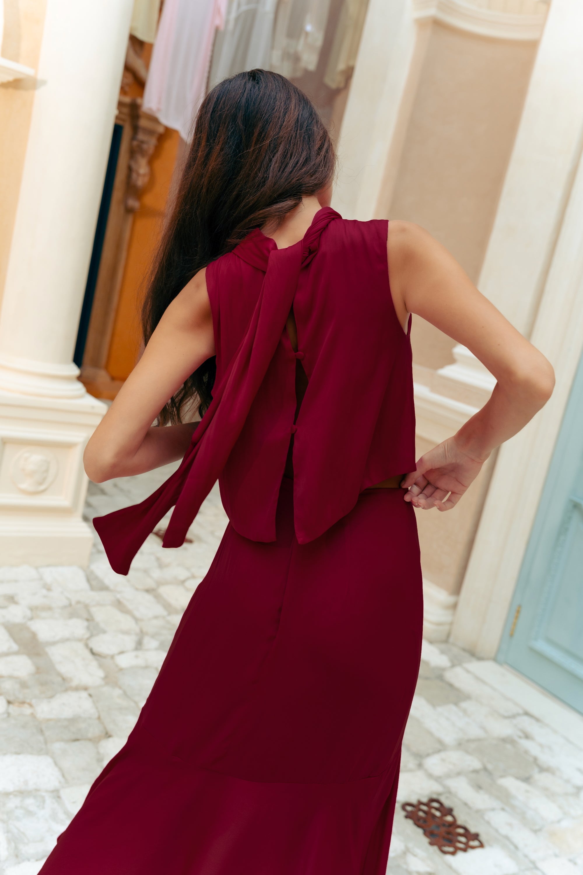 Selah Hi-Low Maxi Dress - Fuchsia / Wine