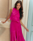 Selah Hi-Low Maxi Dress - Fuchsia / Wine