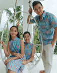Tuileries Men's Shirt - Navy Tulips / French Florals