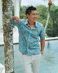 Tuileries Men's Shirt - Navy Tulips / French Florals