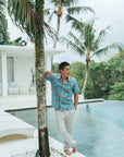 Tuileries Men's Shirt - Navy Tulips / French Florals