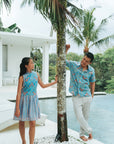 Tuileries Men's Shirt - Navy Tulips / French Florals