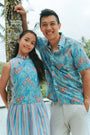 Tuileries Men's Shirt - Navy Tulips / French Florals