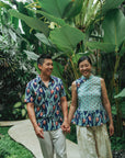 Tuileries Peplum Cheongsam Top - Navy Tulips / French Florals