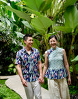 Tuileries Men's Shirt - Navy Tulips / French Florals
