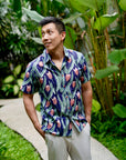 Tuileries Men's Shirt - Navy Tulips / French Florals